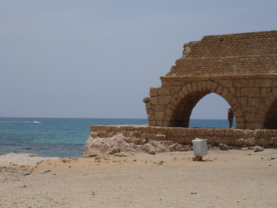 The ruins of a Roman aquaduct along the beach at Ceasarea ends here...